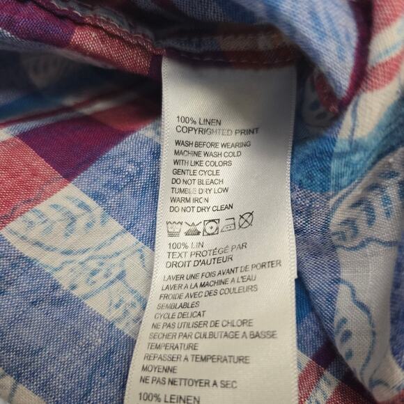 Tommy Bahama Blue 100 % Linen Camp Shirt Button Down Mens Hawaiian Tropical XL - Picture 7 of 12